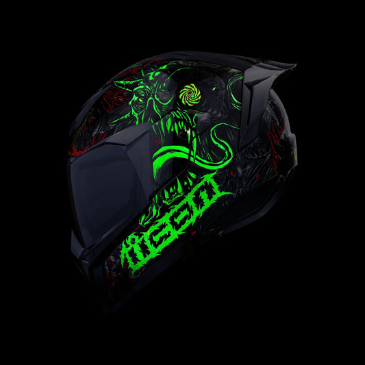 Glow in the dark Icon Ultraflite Misanthrope Helmet - Black