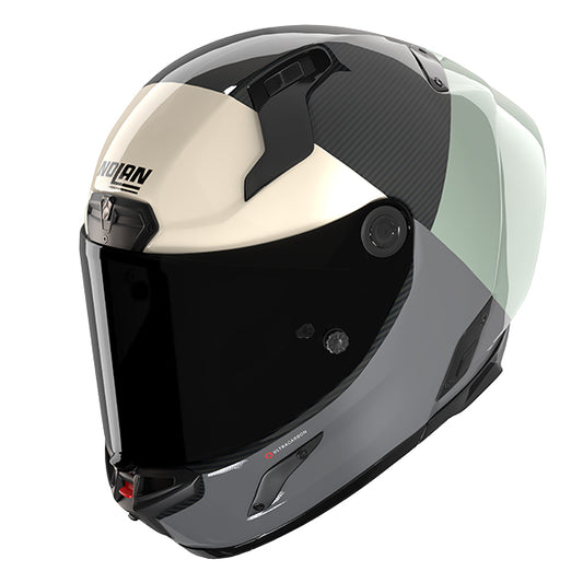 Nolan X-804 RS Blocco 370 Helmet - Carbon / Green / Ivory