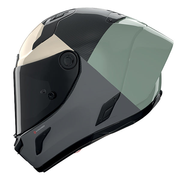 Nolan X-804 RS Blocco 370 Helmet - Carbon / Green / Ivory