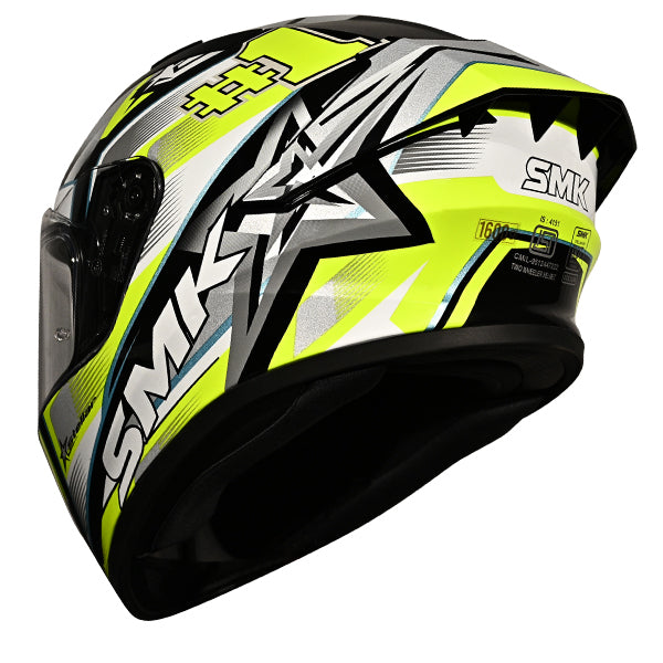 SMK Stellar Sport Uno Helmet GL214 - White / Yellow