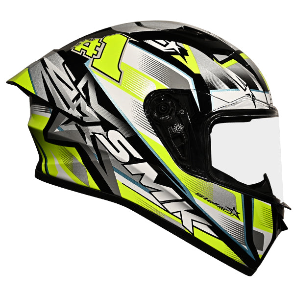 SMK Stellar Sport Uno Helmet GL214 - White / Yellow