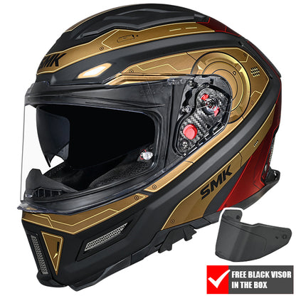 SMK Agnar Cyborg Helmet MA237 - Matt Black / Gold / Red