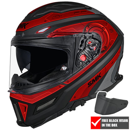 SMK Agnar Cyborg Helmet MA263 - Matt Black / Red