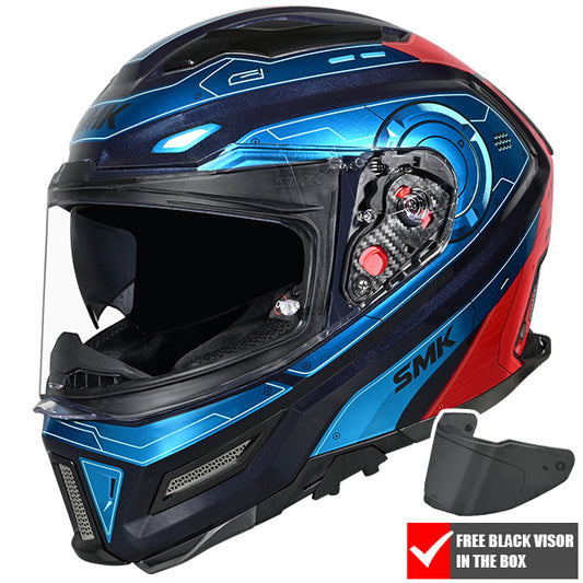 SMK Agnar Cyborg Helmet GL535 - Black / Blue / Red
