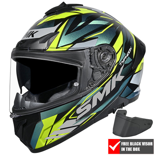 SMK Typhoon Rival Helmet GL254C - Green / Yellow