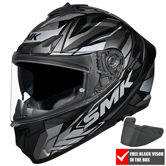 SMK Typhoon Rival Helmet MA266 - Matt Black / Grey