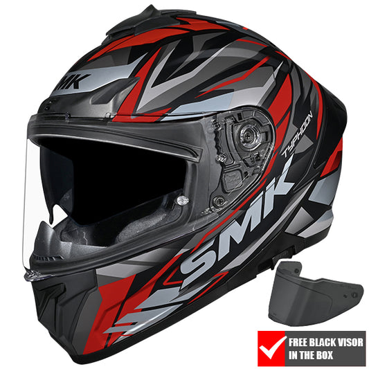 SMK Typhoon Rival Helmet MA263 - Matt Black / Red