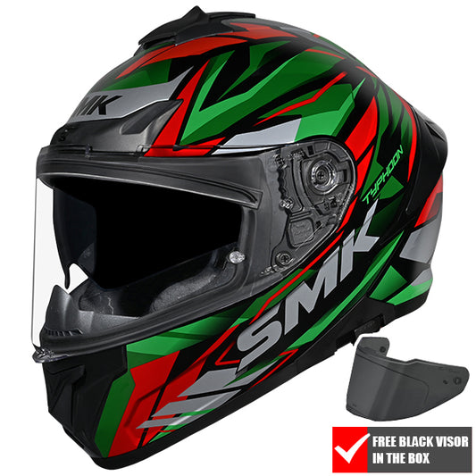 SMK Typhoon Rival Helmet GL283 - Black / Green / Red