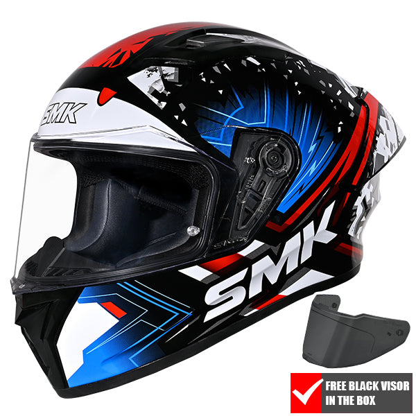 SMK Stellar Sport Flare Helmet GL215 - Black / Blue / Red
