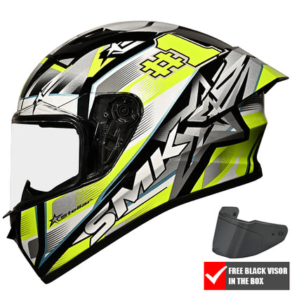 SMK Stellar Sport Uno Helmet GL214 - White / Yellow