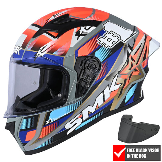 SMK Stellar Sport Uno Helmet GL657 - Blue / Red / White