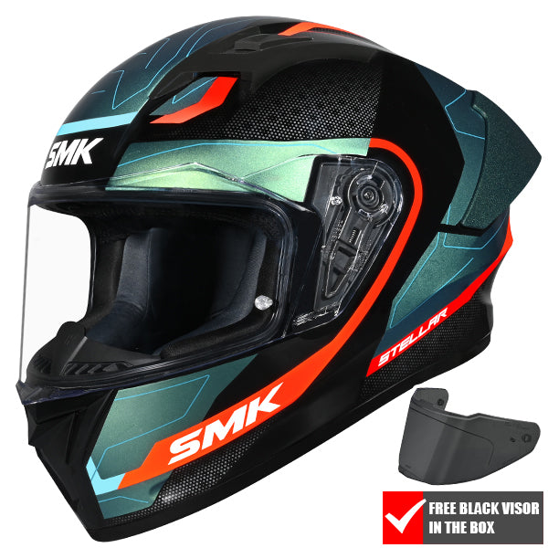 SMK Stellar Sport Flight Helmet GL257C - Black / Green / Red