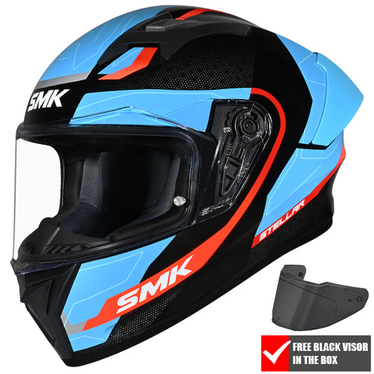SMK Stellar Sport Flight Helmet GL256 - Black / Blue / Red