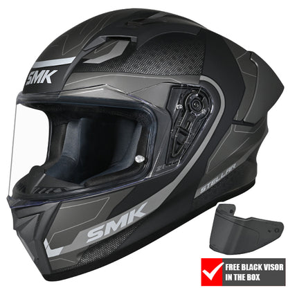 SMK Stellar Sport Flight Helmet MA266 - Matt Black / Grey