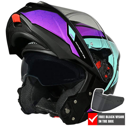 SMK Gullwing V2 Sonic Helmet GL295 - Black / Purple / Green