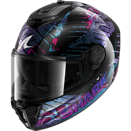Shark Spartan RS Reptaia Helmet KBX - Black / Blue / Glitter