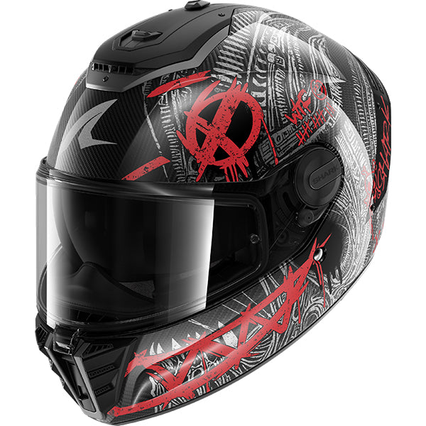 Shark Spartan RS Carbon Shiever Helmet MAT DAR - Carbon / Anthracite / Red