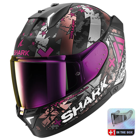 Shark Skwal I3 Hellcat Helmet MAT KUV - Matt Black / Chrome / Violet