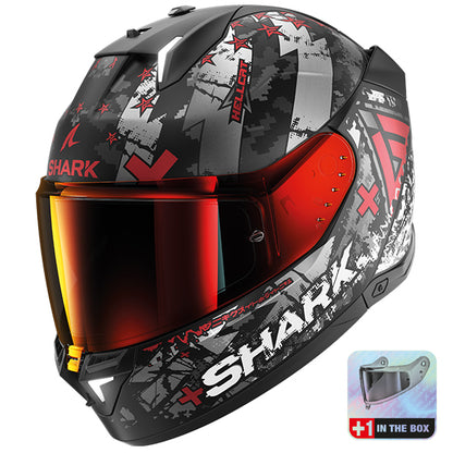 Shark Skwal I3 Hellcat Helmet MAT KUR - Matt Black / Chrome / Red