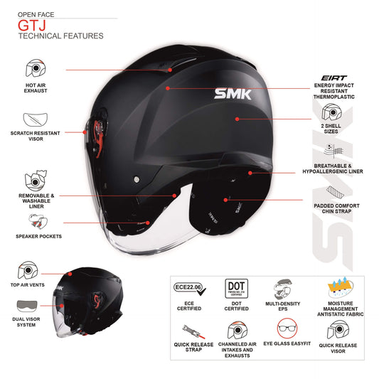 SMK GTJ Unicolour Helmet GL100 - White