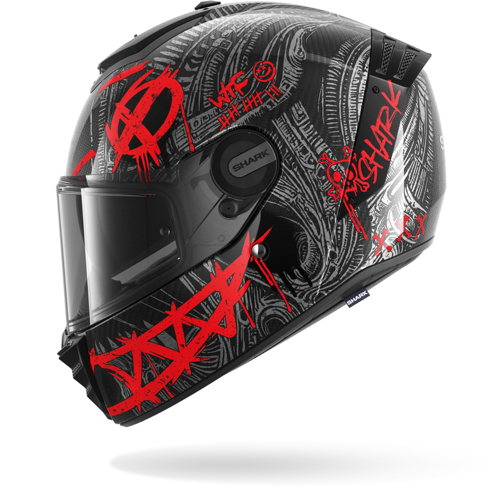 Shark Spartan RS Carbon Shiever Helmet MAT DAR - Carbon / Anthracite / Red
