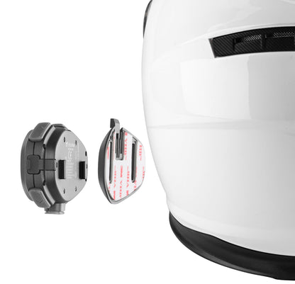interphone tour with self adhesive mounting bracket onto motorcycle helmet