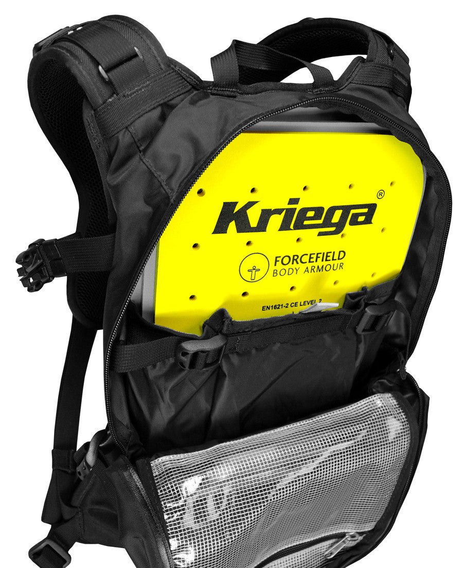 Kriega R15 Motorcycle Backpack with Forcefield Back Armour (optional extra)