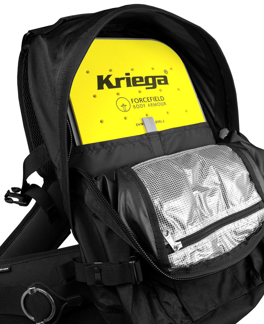 Kriega R25 Motorcycle Backpack - With Forcefield Back Protector (optional extra)
