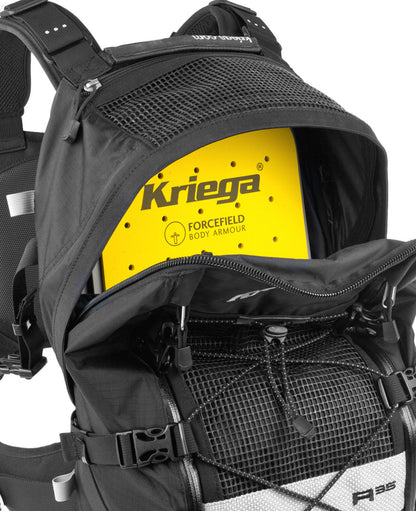 Kriega R35 Waterproof Motorcycle Backpack - with Forcefield level 2 back protector (optional extra)