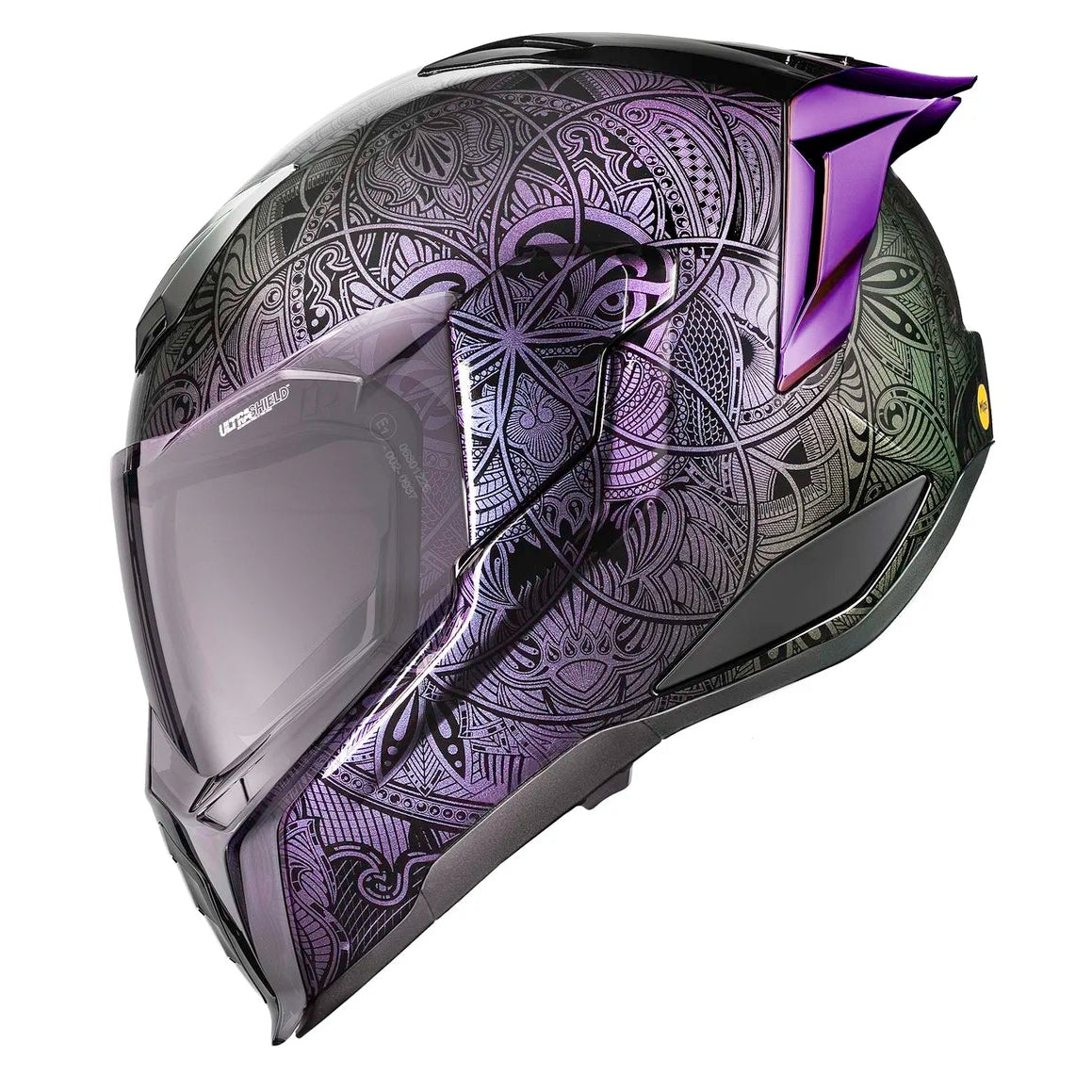 Side Of Icon Ultraflite Opan Mandala Helmet in Purple