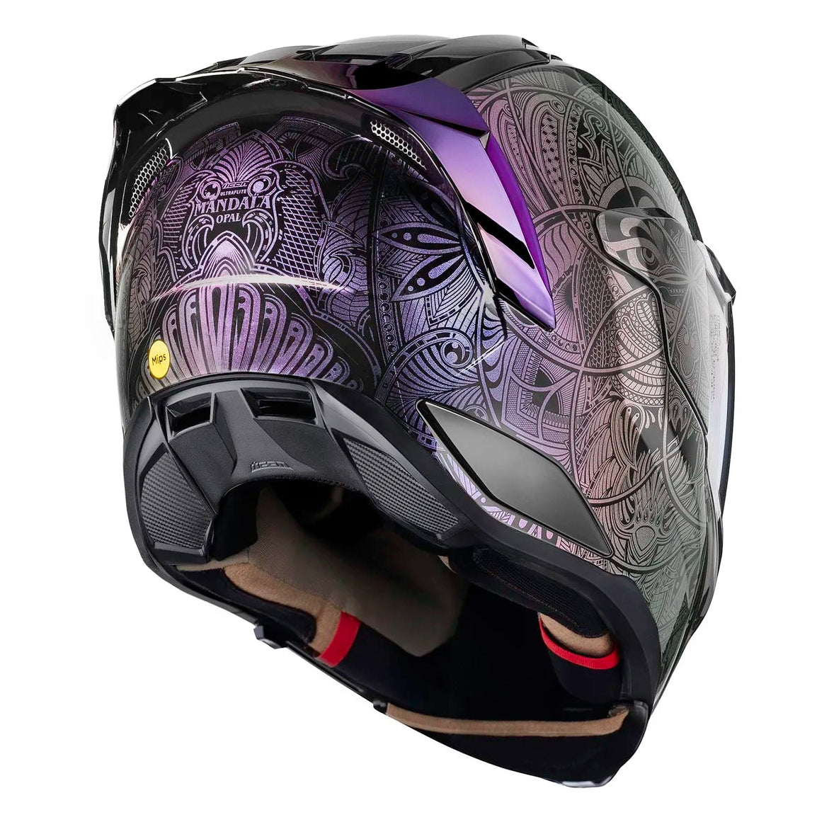 Back of Icon Ultraflite Opal Mandala Helmet - Purple