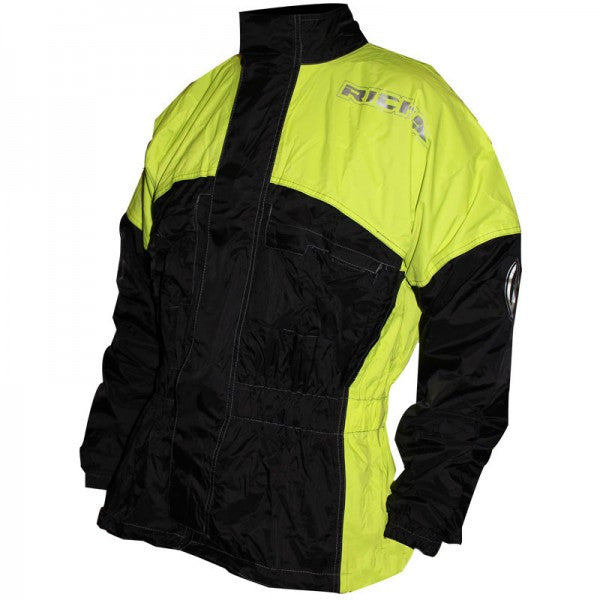 Richa Rain Warrior Waterproof Over Jacket - Black / Flou Yellow